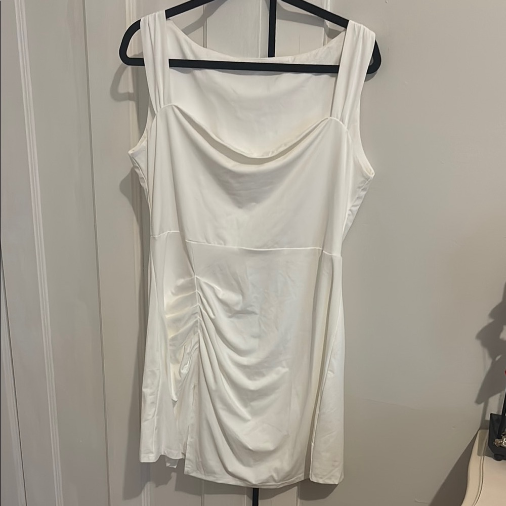 Elegant White Draped Dress
